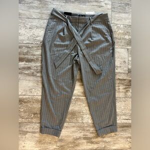Banana Republic gray pinstripe belted pants size 14